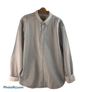 Vintage Italia  XXL Blue Striped Cotton Button Up